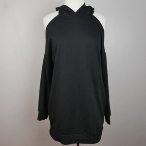 Superdown Delia Cold Shoulder Sweatshirt Dress in Black Size Medium EUC